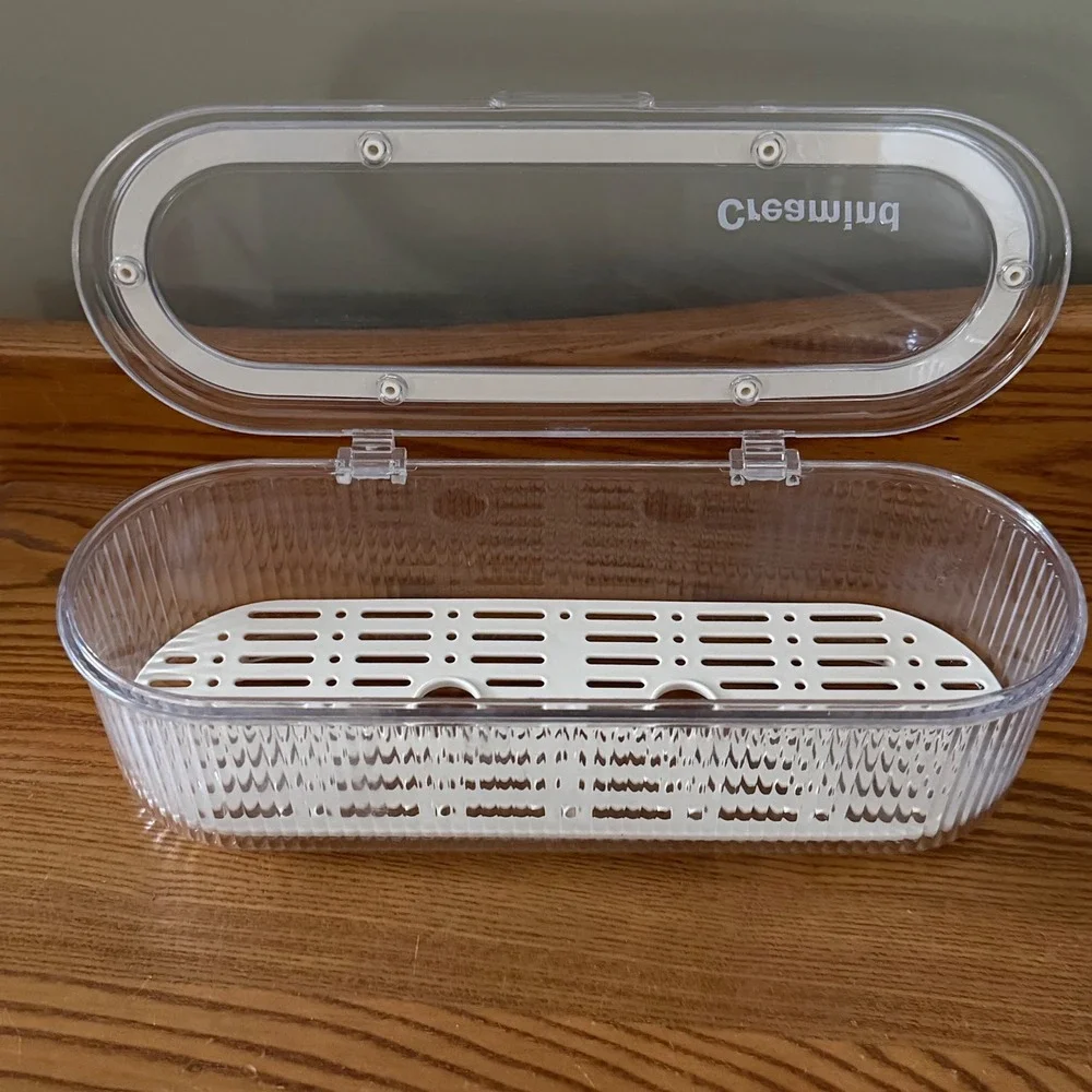 NEW Creamind Clear Plastic Storage Container‎ with Hinged Lid and Drainage Tray